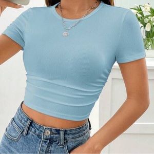 Baby blue crop tee